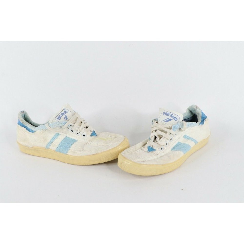 Vintage 80s Pro Keds Womens Size 6 Distressed Canvas Striped Shoes Sneakers